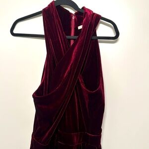 Skies are blue velvet burgundy jumpsuit size large
